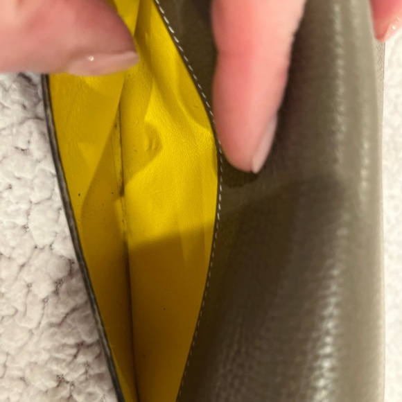 Céline Grey-Taupe Bicolor Yellow Bifold Snap Large Long Flap Wallet - Picture 8 of 16